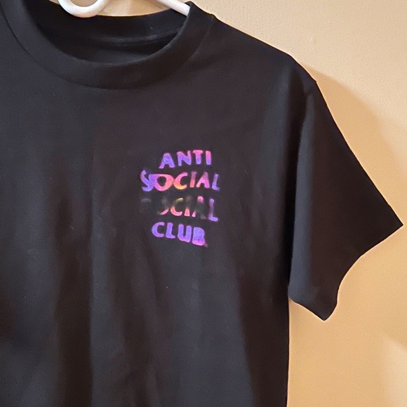 Anti Social Social Club Black Tshirt Small - Purple Logo - Picture 2 of 8